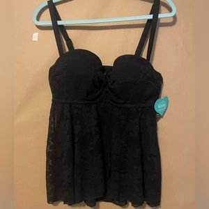 Torrid NWT Vixen Swim Black Lace Babydoll Tankini size 0X
